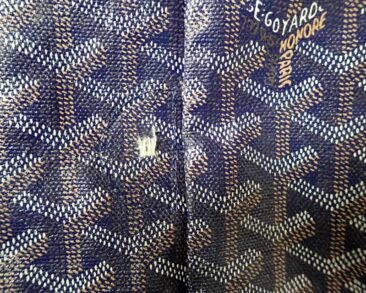 ゴヤール　サンルイ　裏から革当て　アップ　作業後