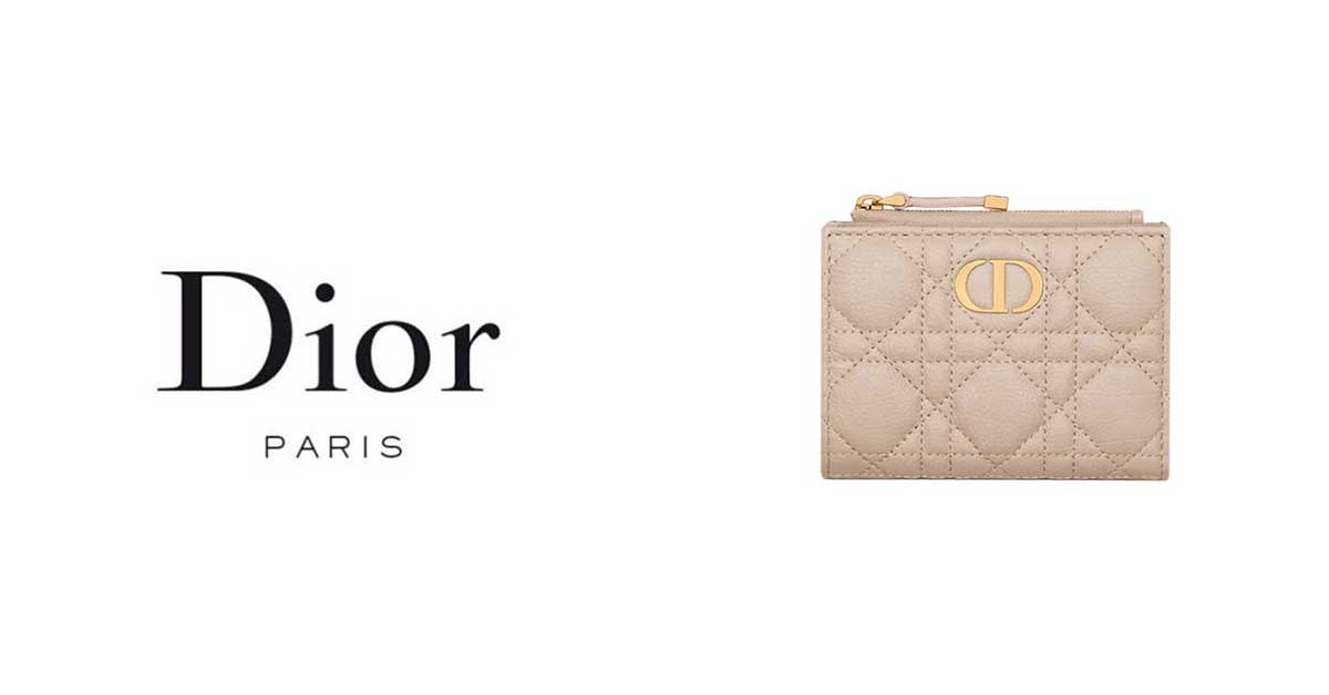 Dior 三つ折り財布 ベージュ/ネイビー　箱無し Christian Dior 三つ折り財布 ネイビー/ベージュ