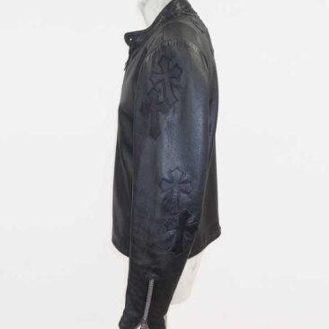 クロムハーツ　クロスパッチ　レザージャケット　サイド　作業後