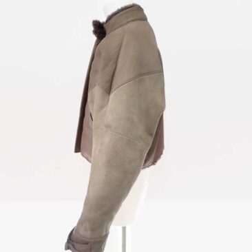 ムートンジャケット　着丈詰め　サイド　作業後