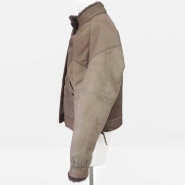 ムートンジャケット　着丈詰め　サイド　作業前