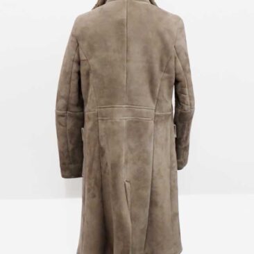 ムートンコート　革当て補修　バック　作業後