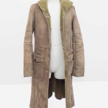 ムートンコート　革当て補修　作業後