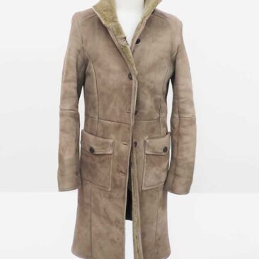 ムートンコート　革当て補修　作業前